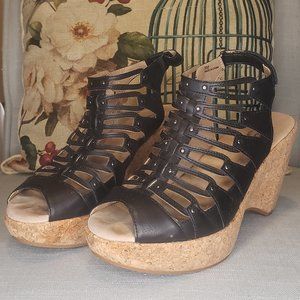 Black Strappy Wedge Heels